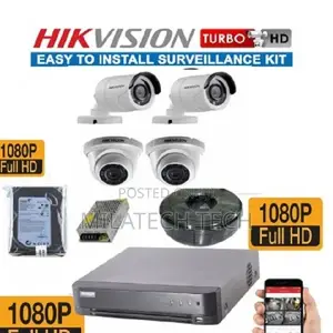 8 Pieces CCTV Hikvision Cameras (4 Dome, 4 Bullet) 8 Channel