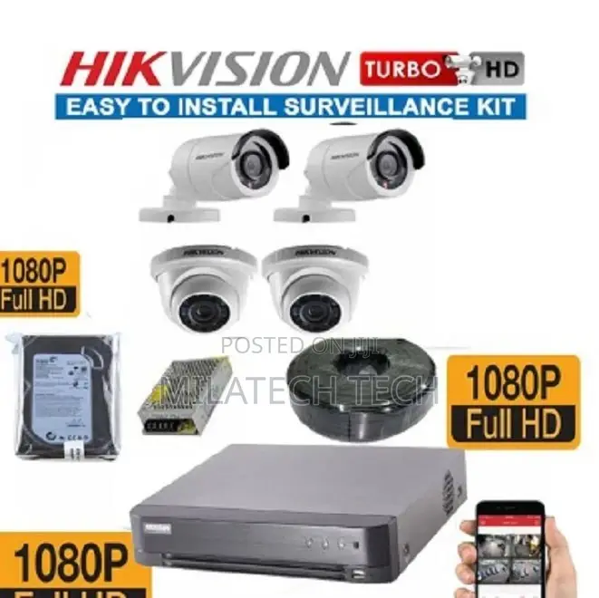 8 Pieces CCTV Hikvision Cameras (4 Dome, 4 Bullet) 8 Channel