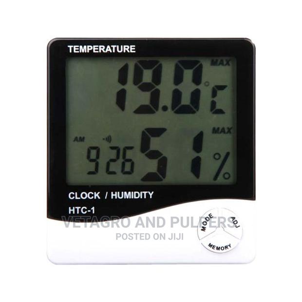 Electronic Digital Thermometer and Hygrometer With Clock - main view