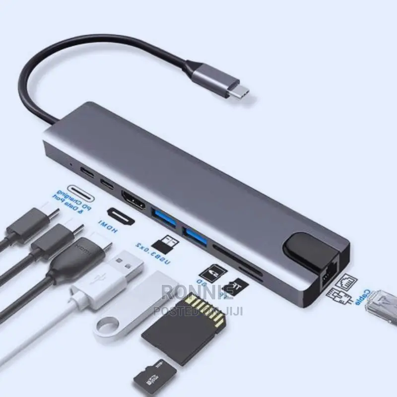 8 in 1 USB C HUB Type C HDMI Adapter SD/Micro