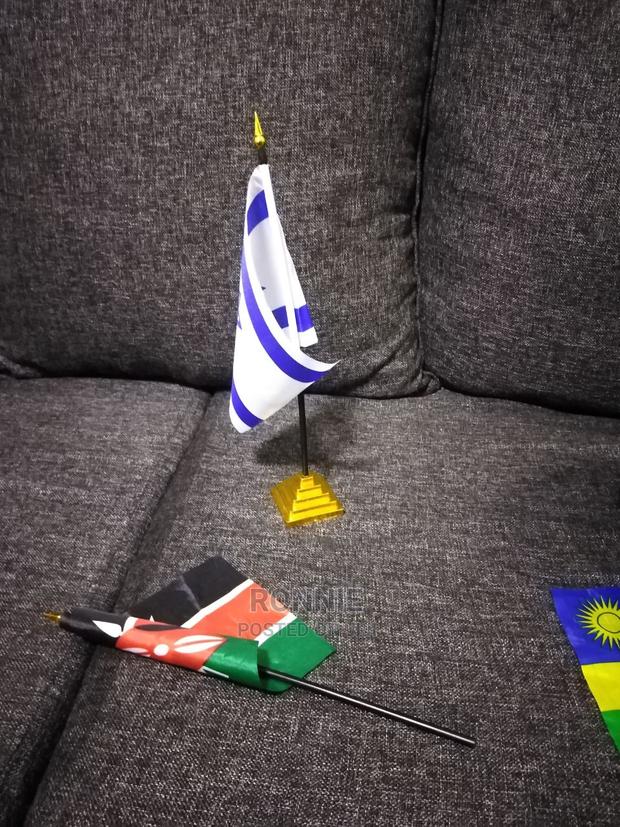 Holy Land Israel Flag + Detachable Stand + Base - 35cm.