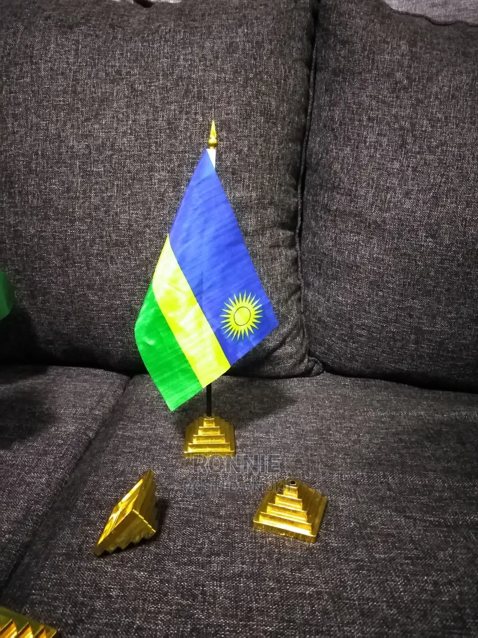 Rwanda and Kenya Flags Detachable + Base - 35cm