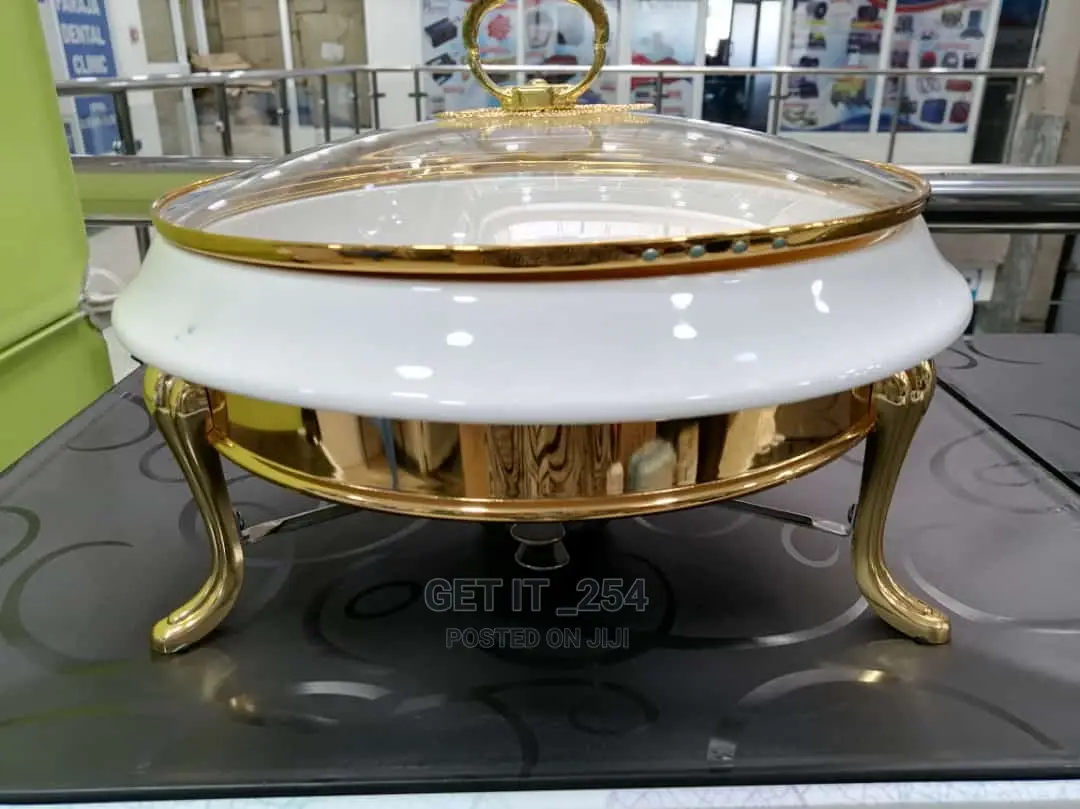 Gold Furnace Chaffing Dishes With 3 Litres Ceramic Insert