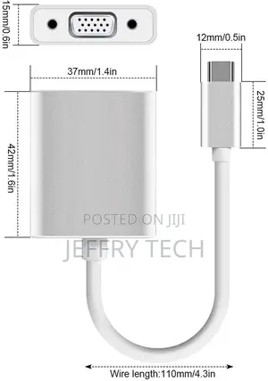 USB C to VGA Adatper for Monitor, VGA to USB C Cable Adapter