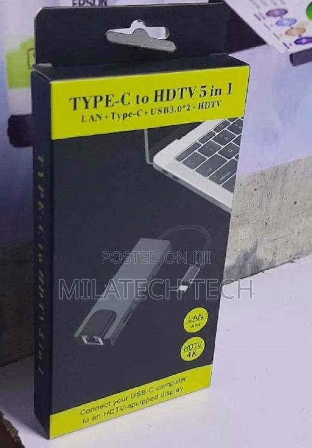 Usb C Hub, 5 in 1 Multiport Adapter, Hdmi, Usb 3.0 Ports, Rj