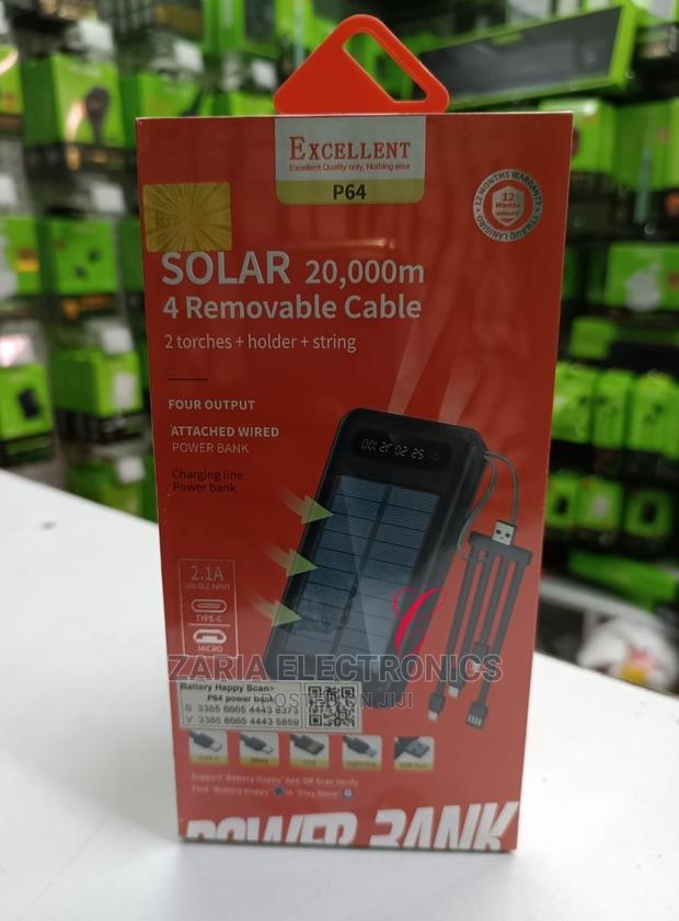 20000mah Solar Power Banks With 4 Cables