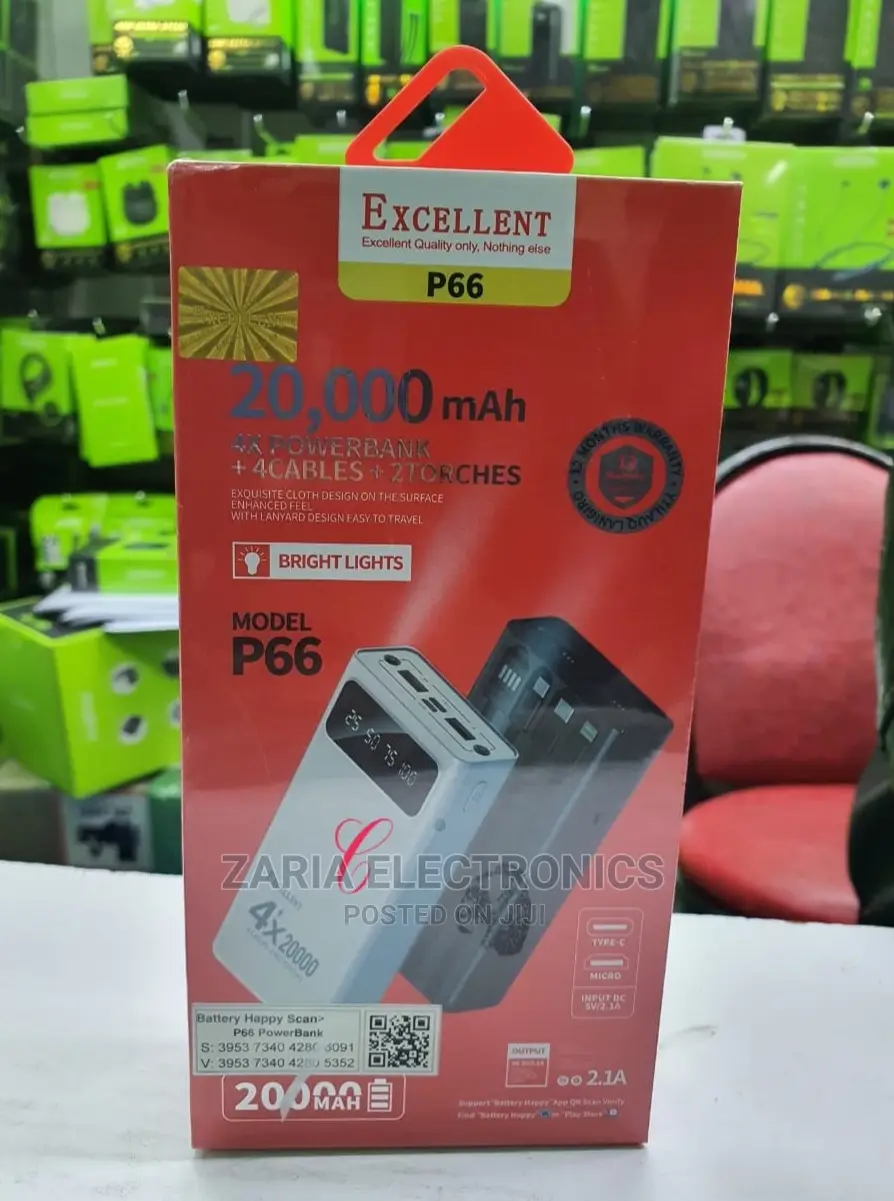 12000mah Excellent Power Bank,Fast Charging With 3 Cables