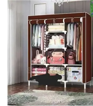 Xhommy Quality 3column Wooden Portable Wardrobe-