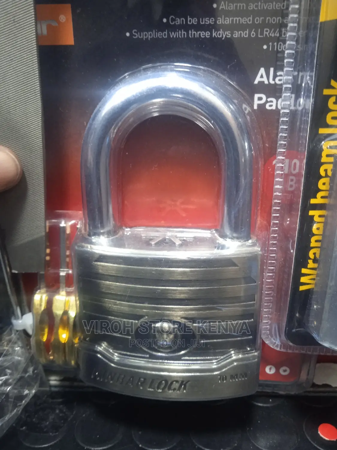 Alarm Padlock / Siren Lock Kinbar Padlock 3 Unique Keys