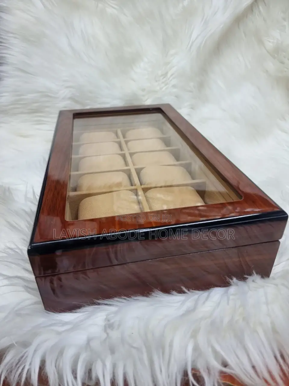 12 Slots Wooden Wrist Watch Organizer