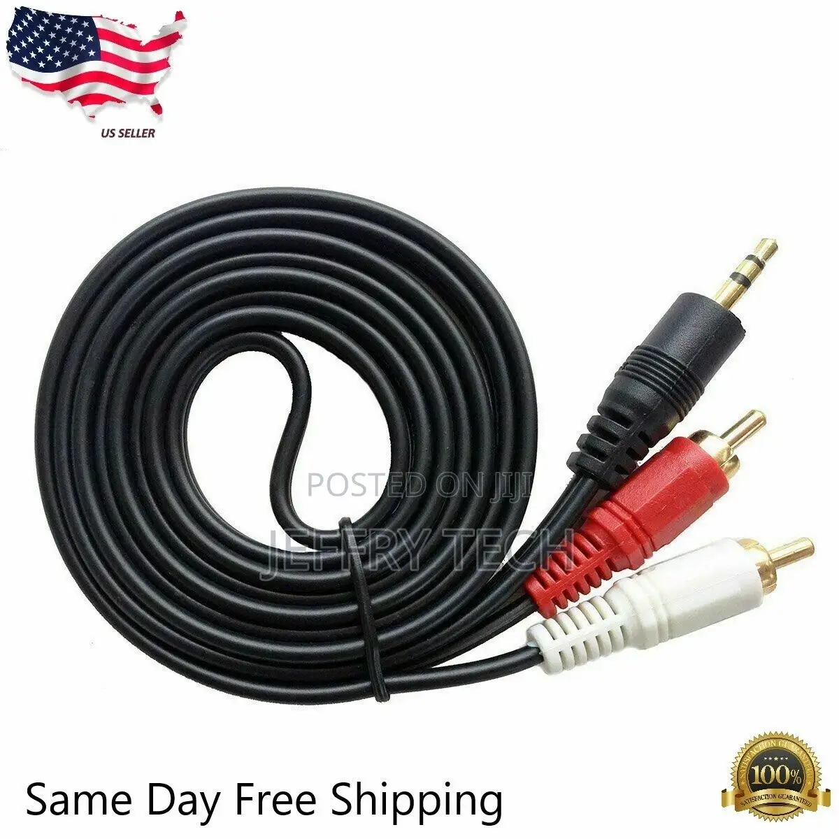 3.5mm AUX Stereo to 2 RCA Male Audio Y Cable Adapter Cord 5m