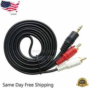 3.5mm AUX Stereo to 2 RCA Male Audio Y Cable Adapter Cord 5m