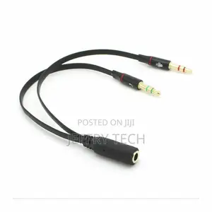 3.5mm Audio Mic Y Splitter Cable Headphone Adapter Female To