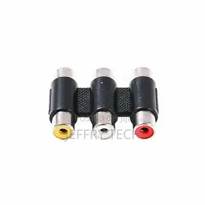 3 RCA Female to Female F/F Video Connector Converter Adapter