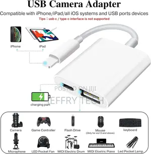 USB Camera Adapter Easy to Transfer Photos Videos for iPhone