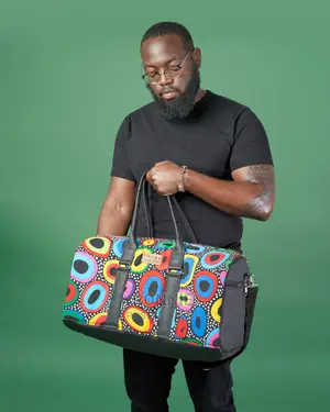 Smart Travel Bag Designer Kitenge and Leather Made in Kenya