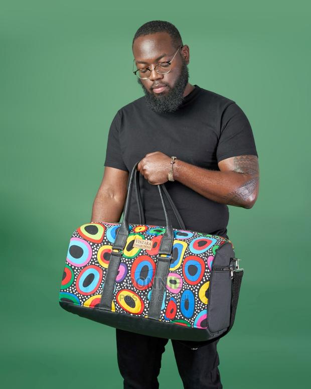 Smart Travel Bag Designer Kitenge and Leather Made in Kenya