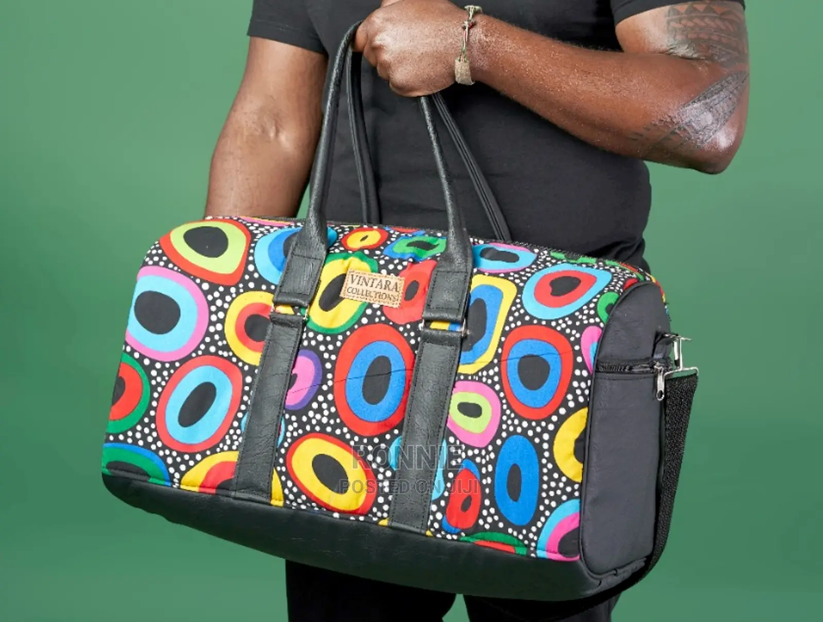 Smart Travel Bag Designer Kitenge and Leather Made in Kenya