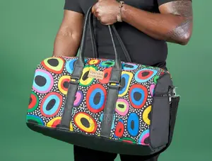 Smart Travel Bag Designer Kitenge and Leather Made in Kenya