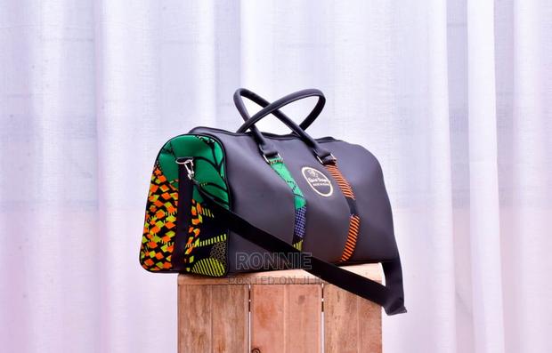 Cool Fancy Leather Kitenge Fabric Kenyan Travel Bag
