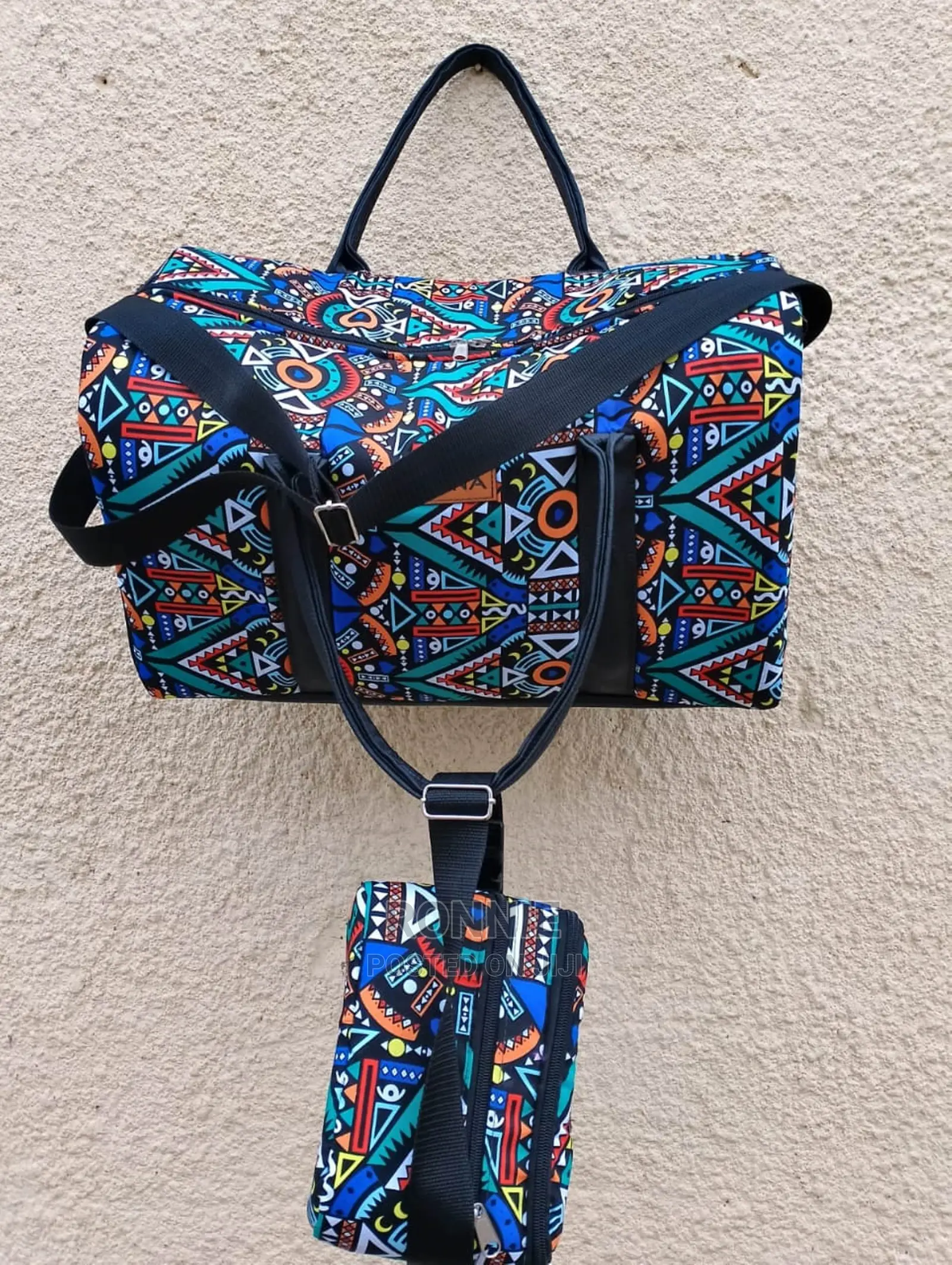 2 in 1 Travel Luggage Bag Leather Kitenge - Made in Kenya