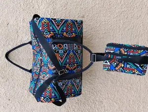 2 in 1 Travel Luggage Bag Leather Kitenge - Made in Kenya