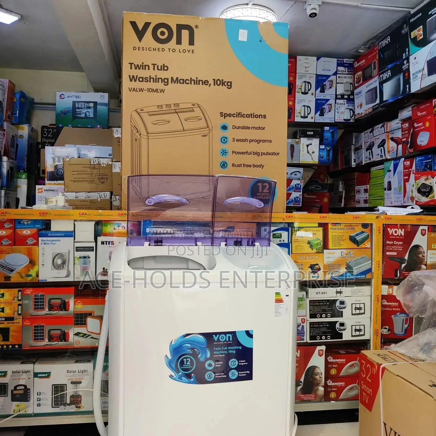 Von 10kgs Top Load Twin Tab Washing Machine