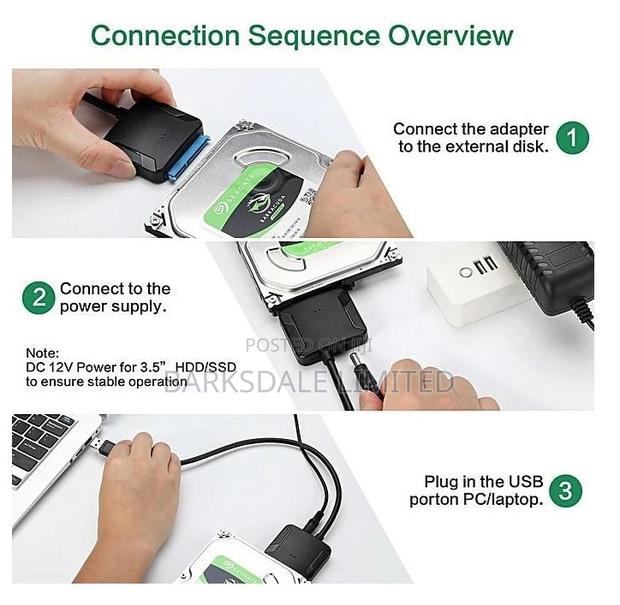 USB 3.0 - 2.5 3.5" IDE SATA Hard Drive Disk HDD Cable - thumbnail 3