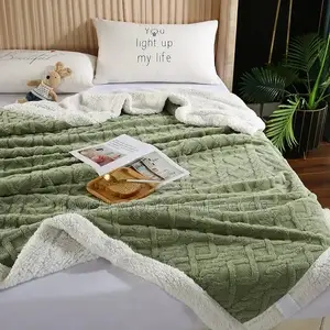 Green Sherpa Warm Woolen Duvet Throw Blanket