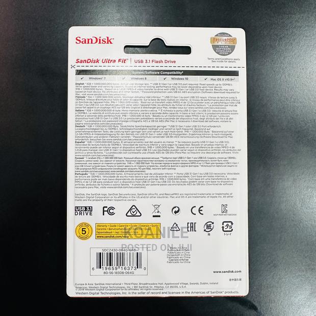 Sandisk 64gb Flash Disk (Ultra Fit) - thumbnail 3