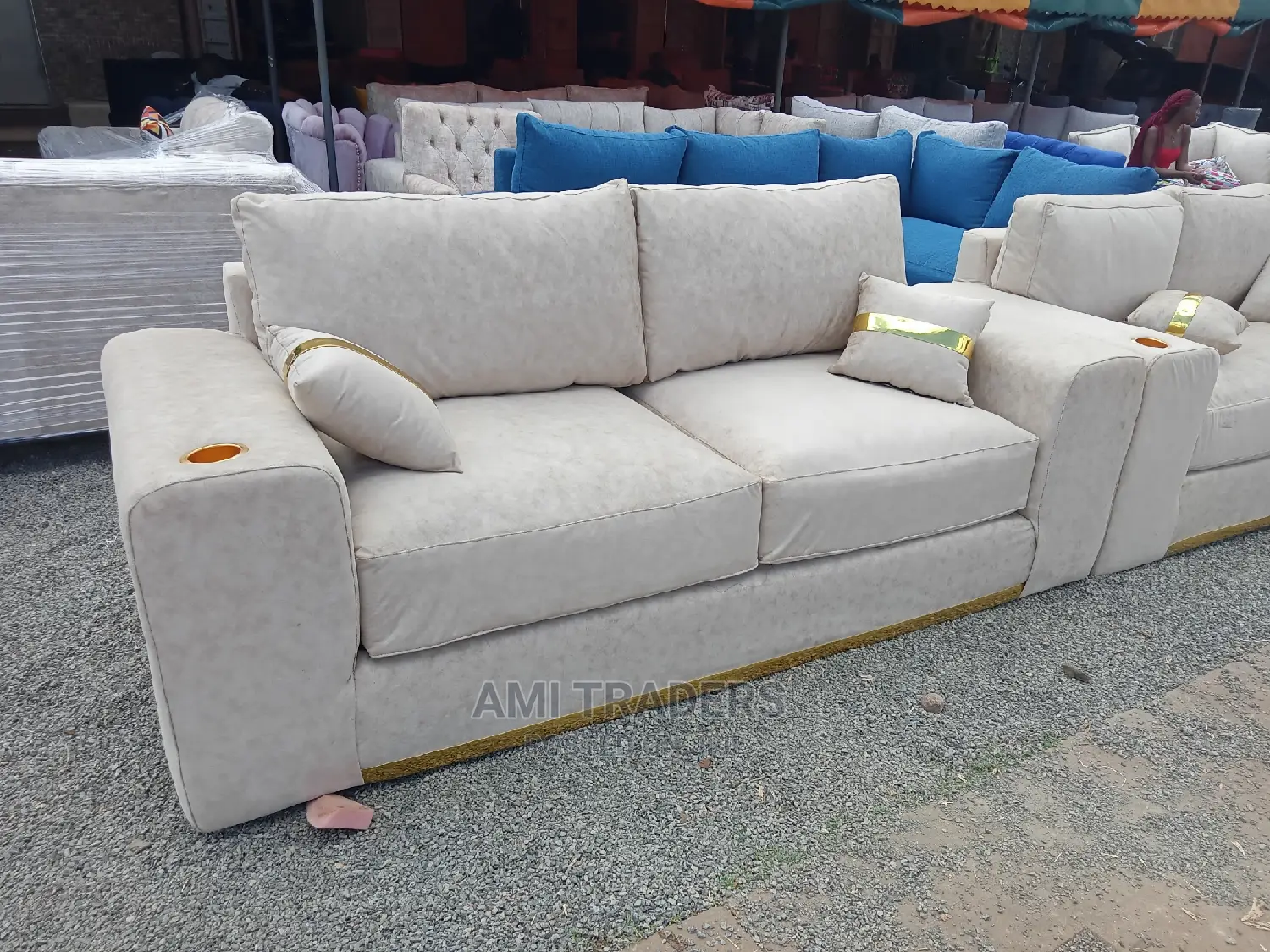 3+2 Spring Sofas With Cup Holders