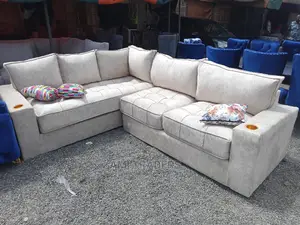 L-Shaped Luxury Sofas With Spring Cushions and Cup Holders