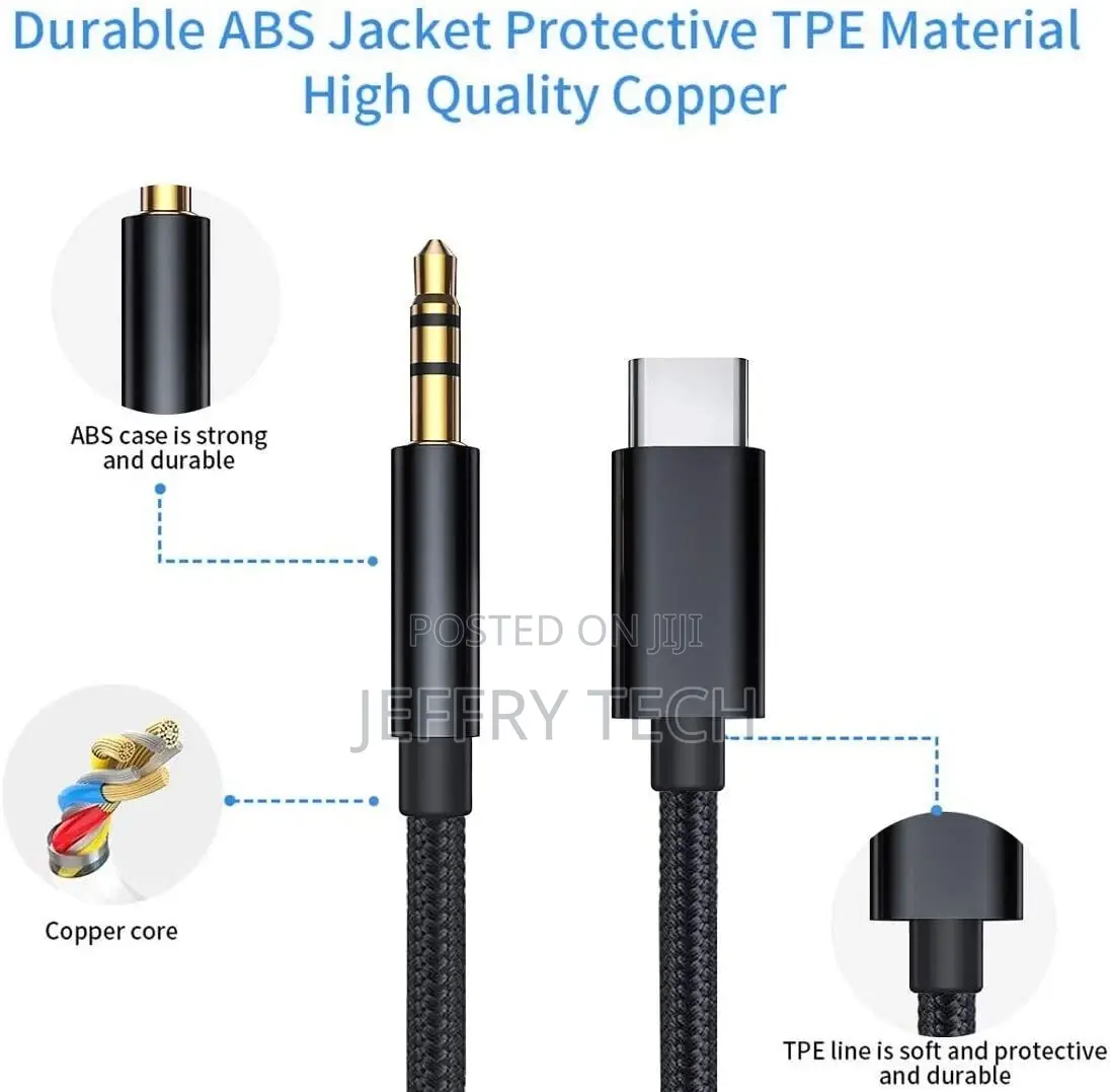 USB C Aux Cable Male to 3.5mm Jack Male AUX Audio Cord
