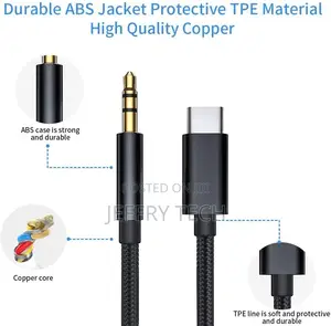 USB C Aux Cable Male to 3.5mm Jack Male AUX Audio Cord