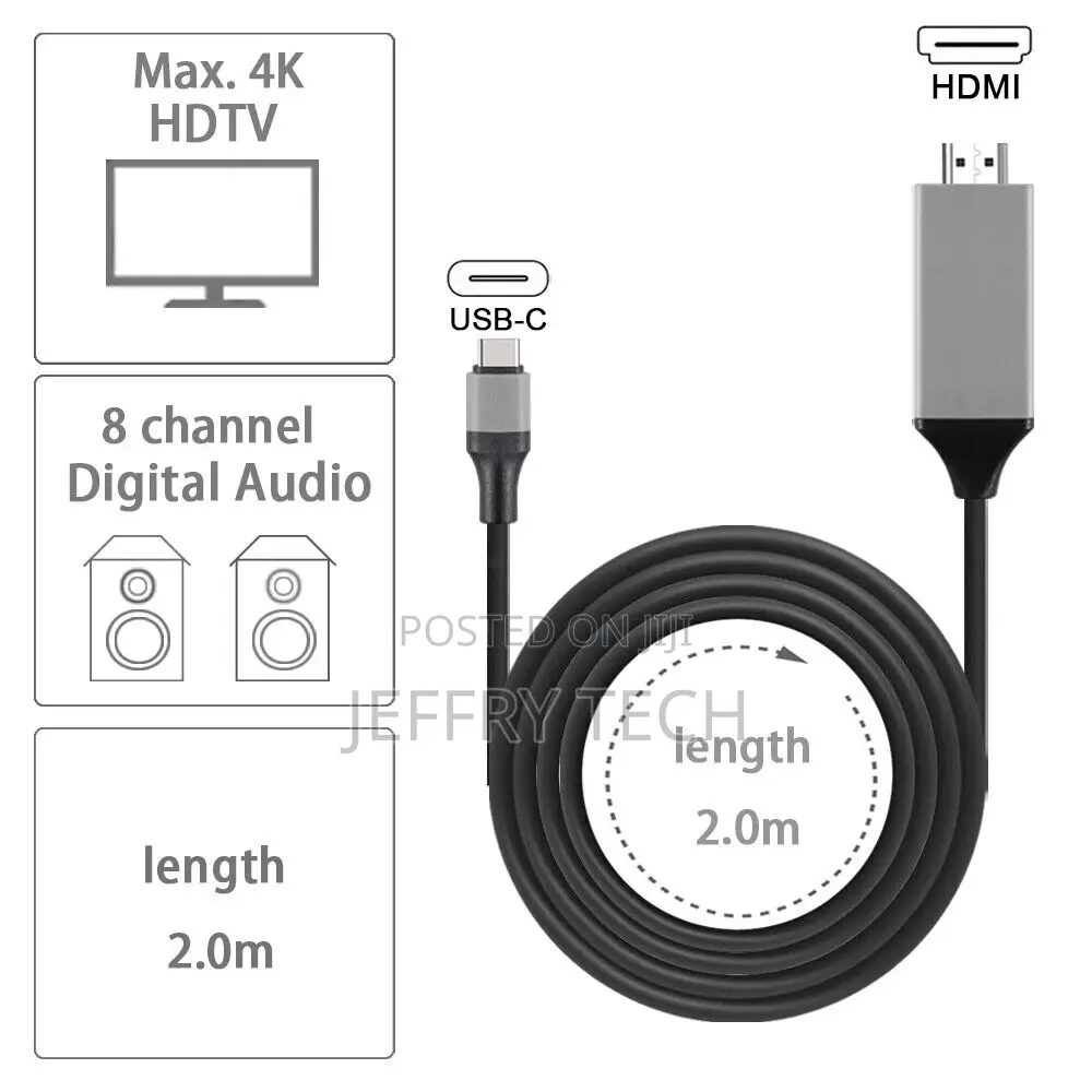 Type C Usb-C to HDMI HDTV Adapter Cable for Samsung S10 S
