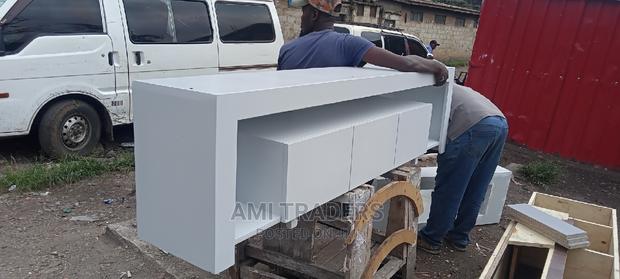 White Luxury Tv Stand With LED All Lights. - main view