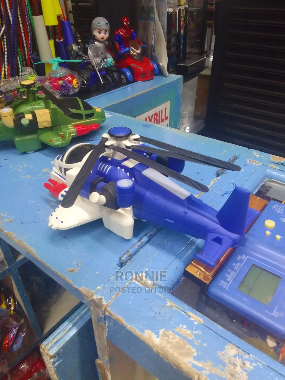 Blue Chopper Helicopter (Does Not Fly) Battery Operated