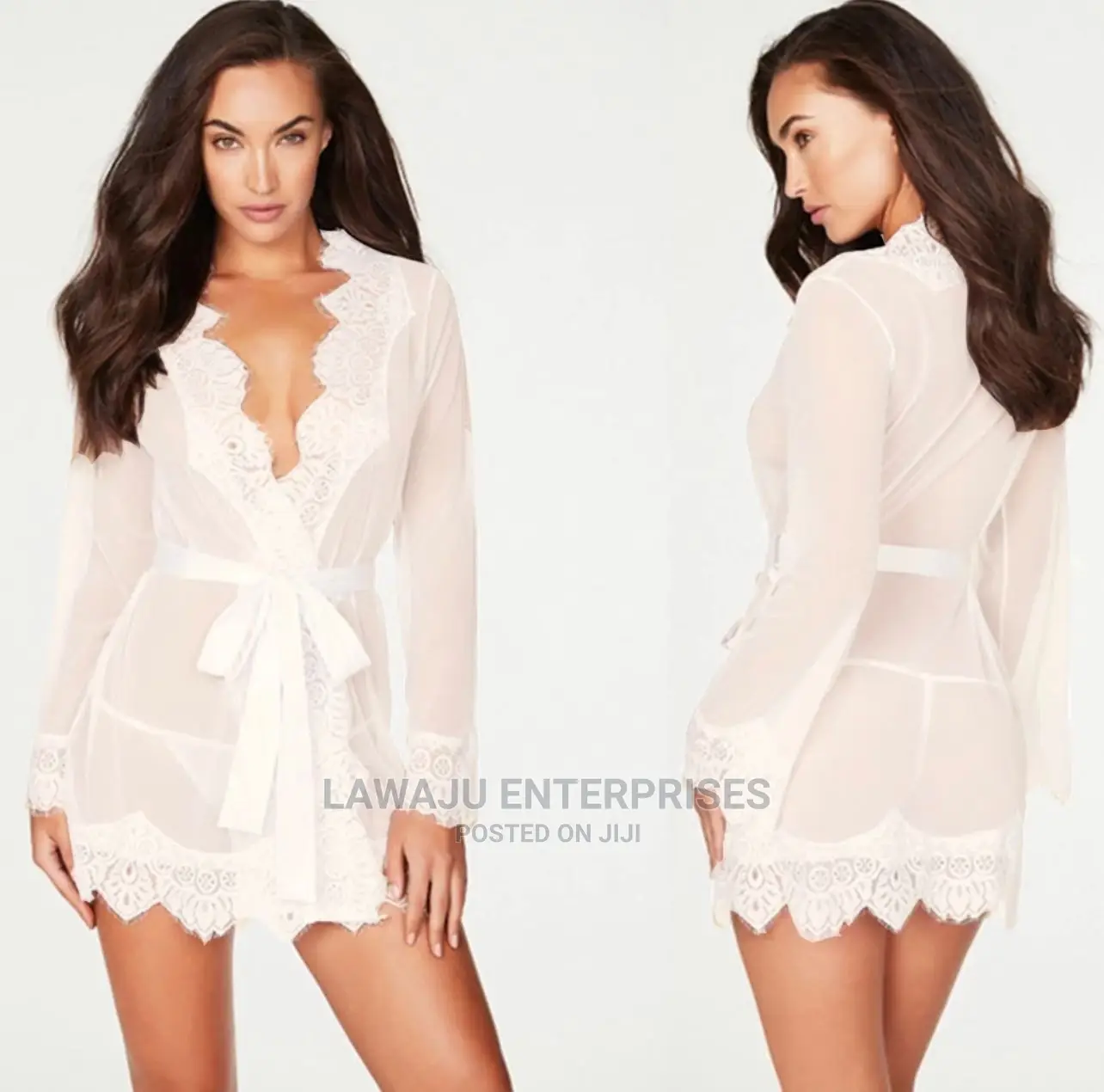 White Lace Cozy Comfy Wrap Nightwear Lingerie