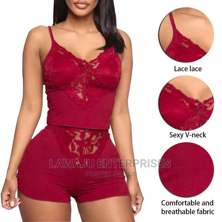 Sexy Lace Pajama Sets Vest Top Lingerie Shorts Sleepwear Set