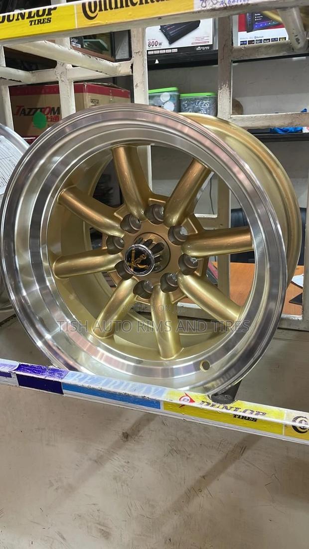 Gold Silver Offset 14 Inch Rims Set