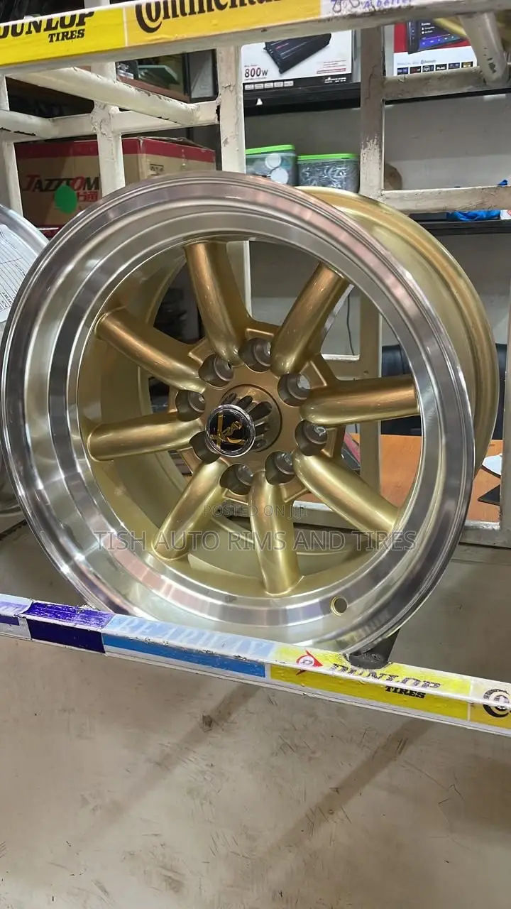 Gold Silver Offset 14 Inch Rims Set