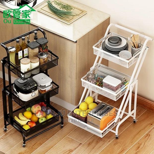360° Rotating Multipurpose 3 Layer Metallic Storage Rack - thumbnail 2