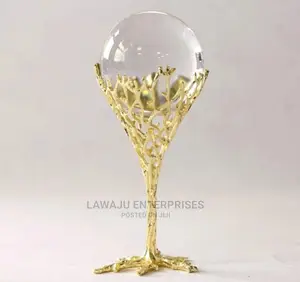 Decor Crystal Ball With Metallic Tree Frame Base