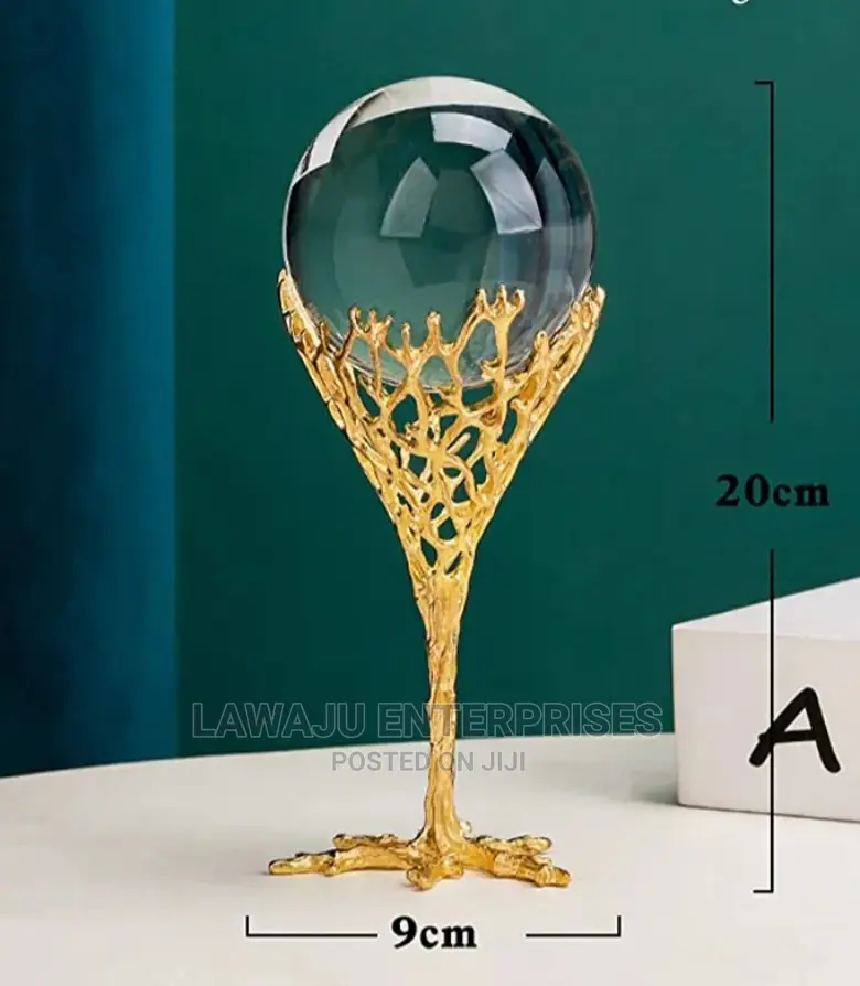 Decor Crystal Ball With Metallic Tree Frame Base