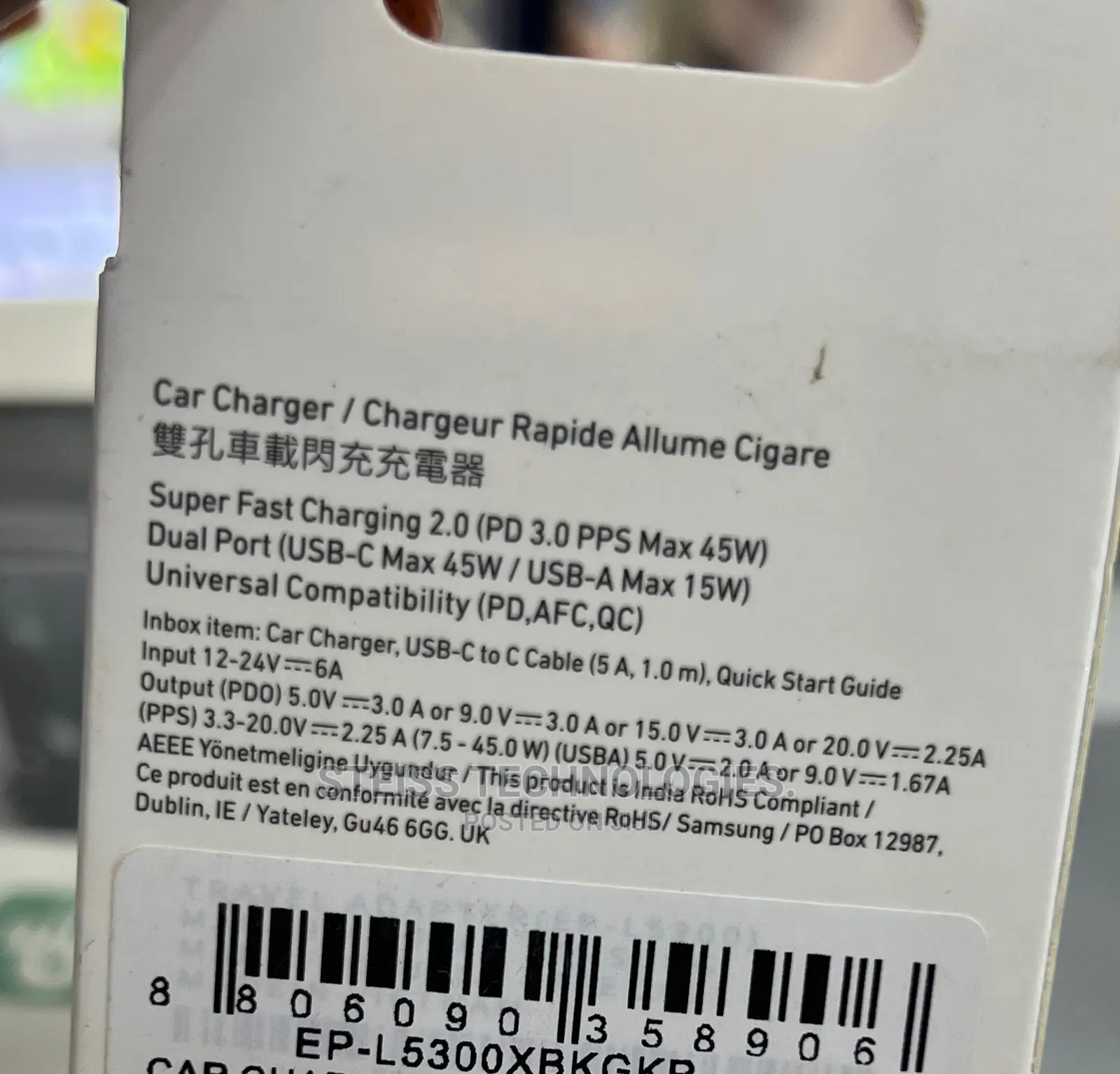 45W and 15W Samsung Car Charger.