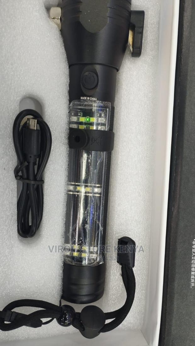 Multi Functional Flashlight Magnetic Knife Solar Alarm Torch