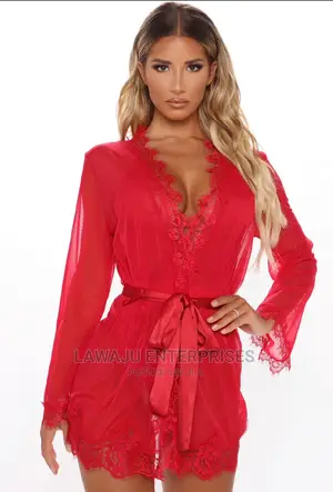 Short See Through Robe Plus Thong Lingerie Set
