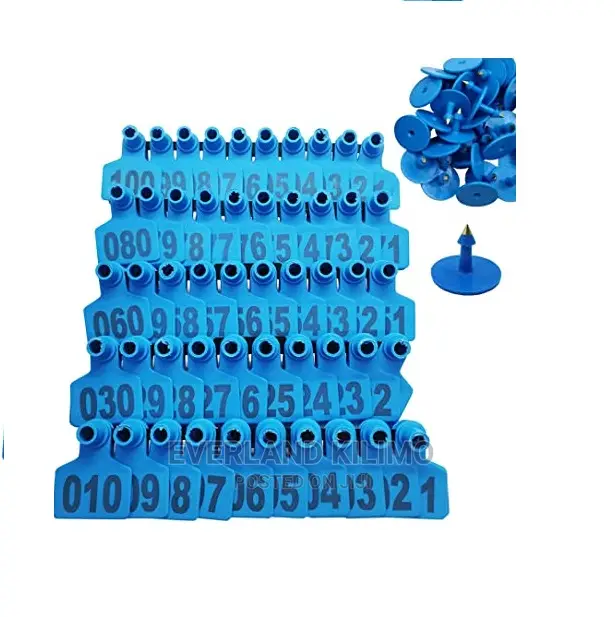 Blue Cow Ear Tags Numbered- Medium