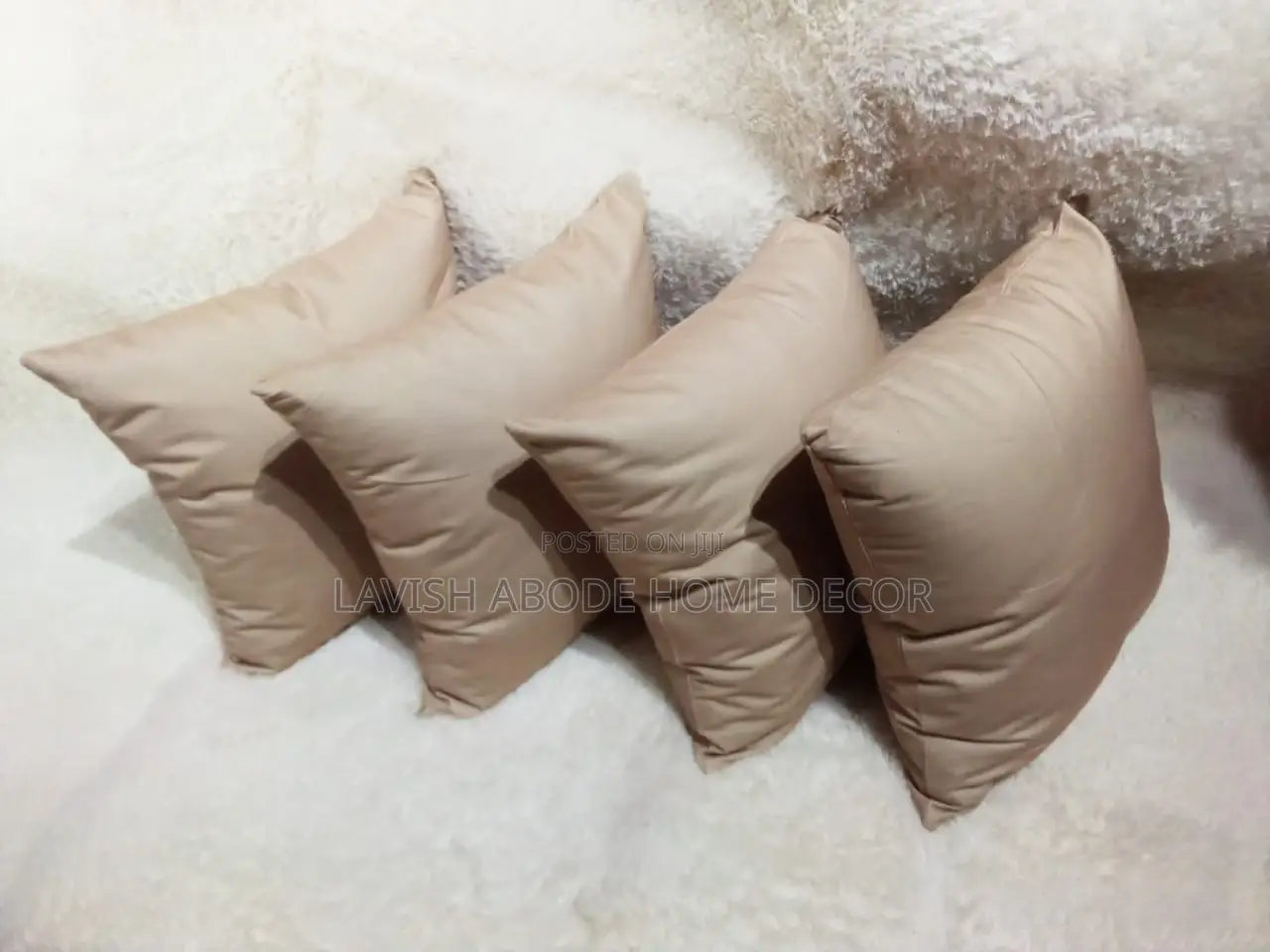 Beige Plain Color Square Throw Pillow Covers