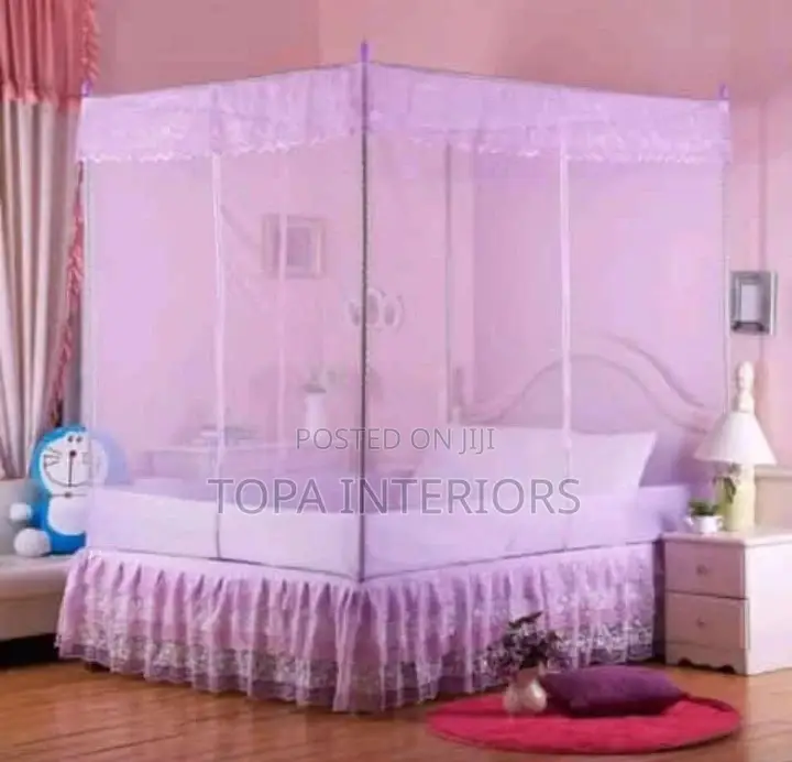 Airy Pink Bedroom Mosquito Nets Metallic Stands Mosquito Net